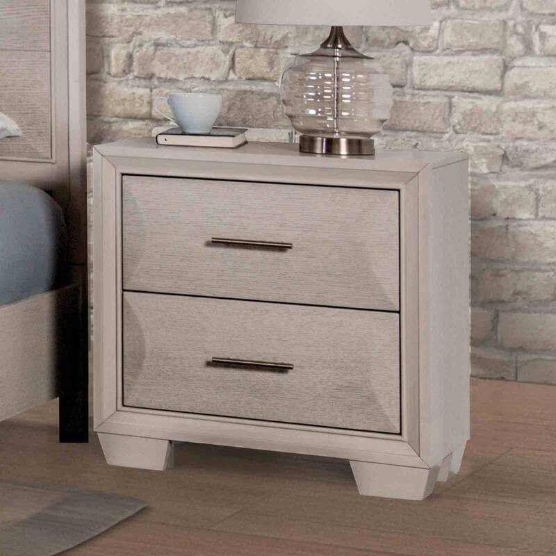White Oak Finish Transitional Bedroom Set Bed Dresser Mirror Nightstand Chest