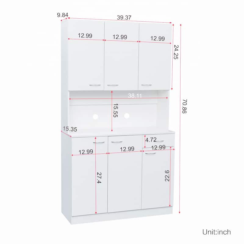 Classic 6 Door Design with Wooden Wardrobe with Drawers and Open Storage Space. for Bedroom Storage Cabinet Wardrobe