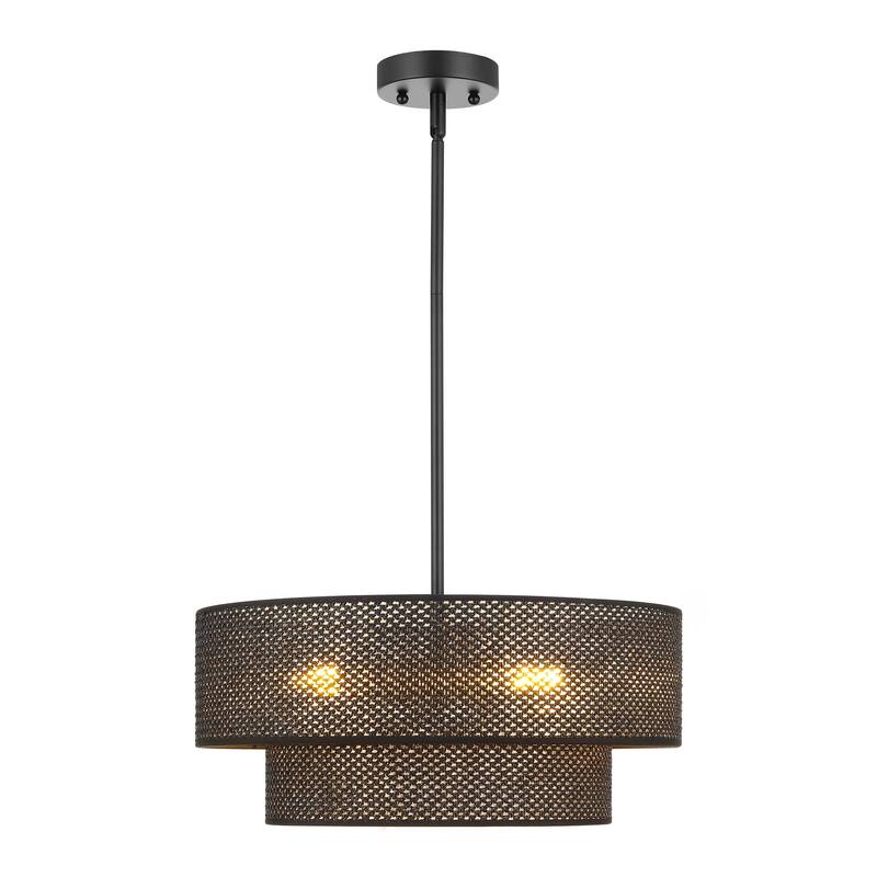 GetLedel 18-in Boho 4-Light Hand Woven Drum Chandelier - 18"