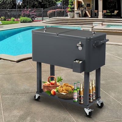 Refrigeration and Insulation Cart Rolling Cooler with Bottom Shelf