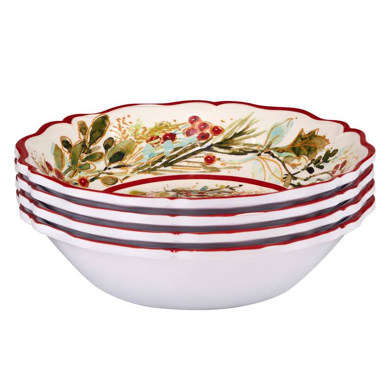 Certified International Christmas Gatherings 8.5" Melamine All Purpose Bowls, Set of 4 - 8.25" Diameter x 2"