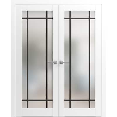 Solid French Double Doors 36 x 80 Planum 2112 White Silk