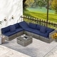 preview thumbnail 10 of 66, EROMMY 6/7 Piece Modular Outdoor Rattan Sofa Set, All-Weather Wicker Patio Furniture with Storage Table, Cushions & Pillows 7 Pcs - Navy
