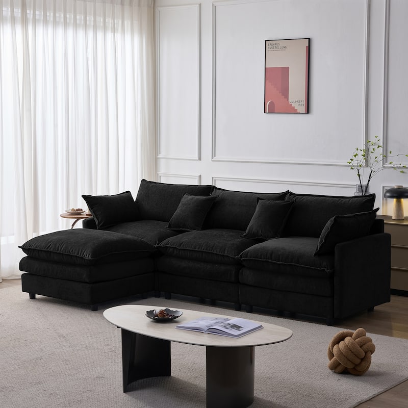 105" Modular Sectional Couch,3 Seater with Ottoman L Shape Sofa