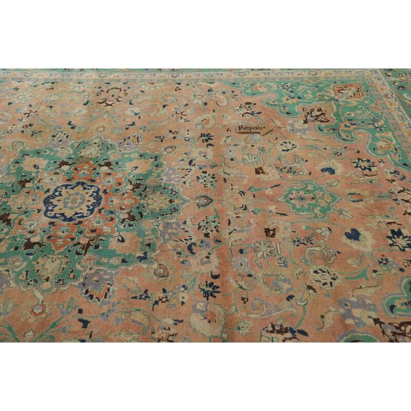 Hand Knotted Oriental 100% Wool Carpet Traditional Floral Coral Mashad Area Rug - 11' 3'' X 8' 11''