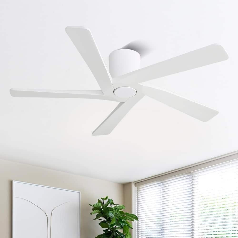 MLiAN 5 Solid Wood Blades Indoor Flush Mount Ceiling Fan with Remote