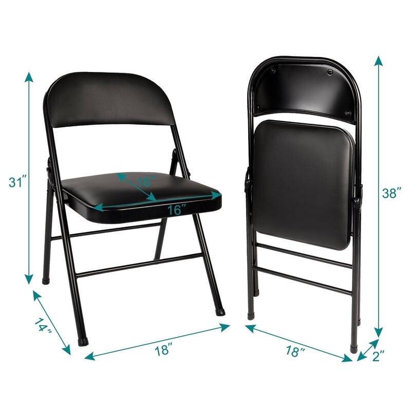 Taomika 5 Piece Black Folding Game Room Card Table and Upholstered Chair Set Table and Chair Set