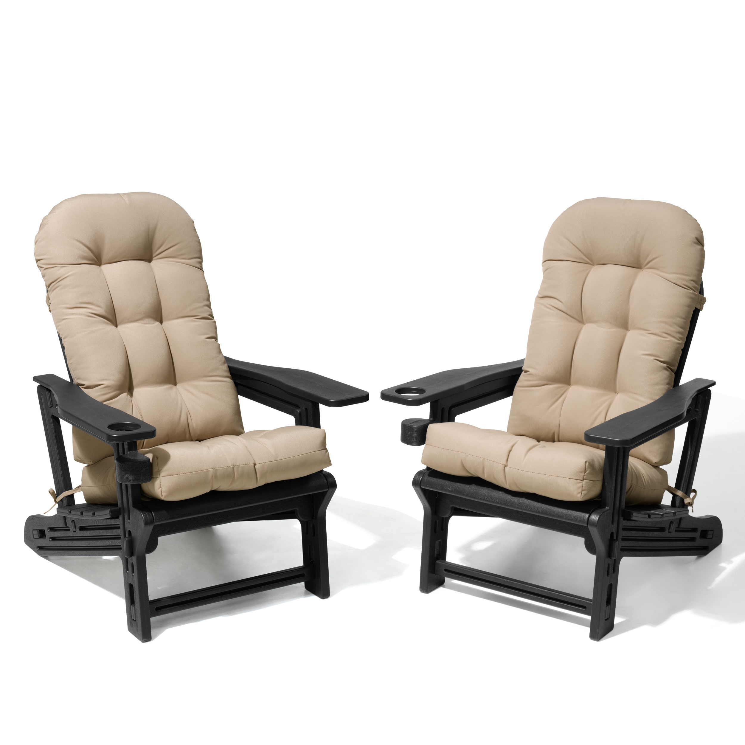 Outdoor Patio All Weather Adirondack Chairs with Cup Holder Soft Cushion