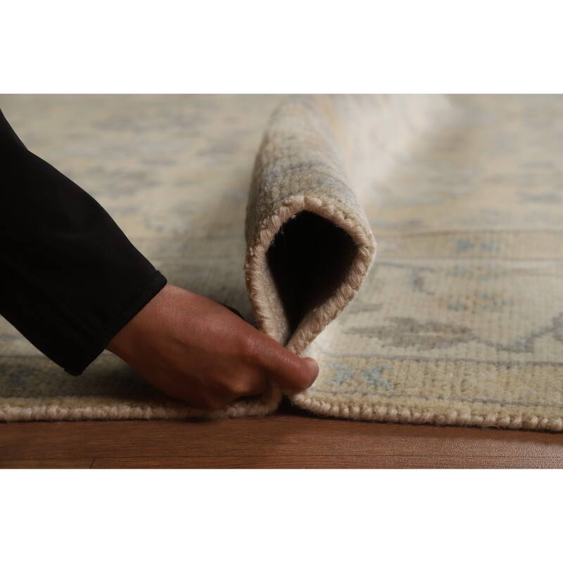 Earth Tone Oushak Indian Area Rug Handmade Bedroom Wool Carpet - 6'2" x 8'8"