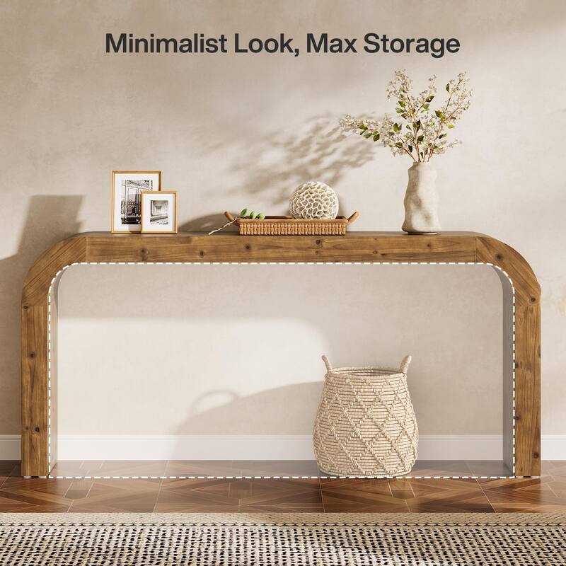 Solid Wood Console Table, 70.87-Inch Farmhouse Sofa Table