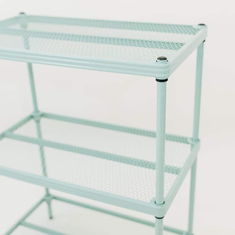 Design Ideas MeshWorks 3 Tier Full-Size Metal Storage Shelving Unit Rack, White