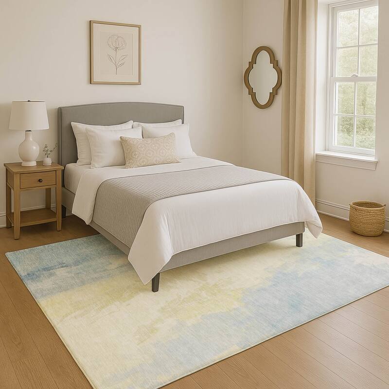 Premium Washable Super Soft Modern Watercolor Mayfield Rug - 5' x 7'6" - Denim