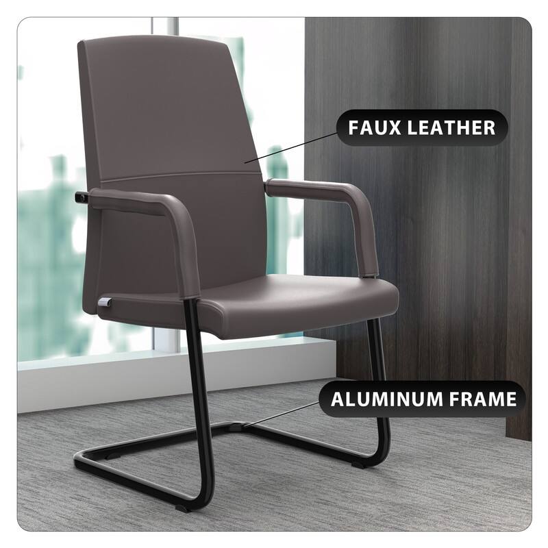 Evander Padded Leather Office Chair with Aluminum Frame, Fixed Armrests, Sponge Cushion, Easy-Clean Design & Quick Assembly