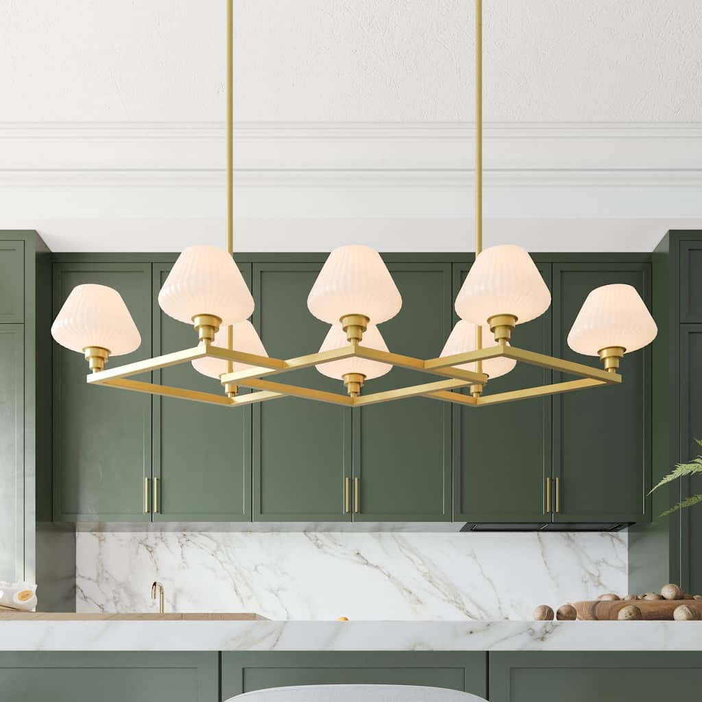 Acroma 8 - Light Steel & Glass Dimmable Chandelier