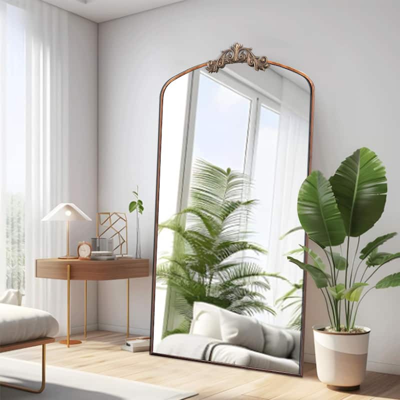 Classic Antique Arched Mirror Hanging or Leaning Against Wall