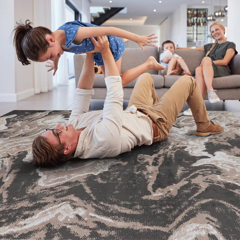 LOOM & LUXE Collection Abstract Non-Shedding Area Rug