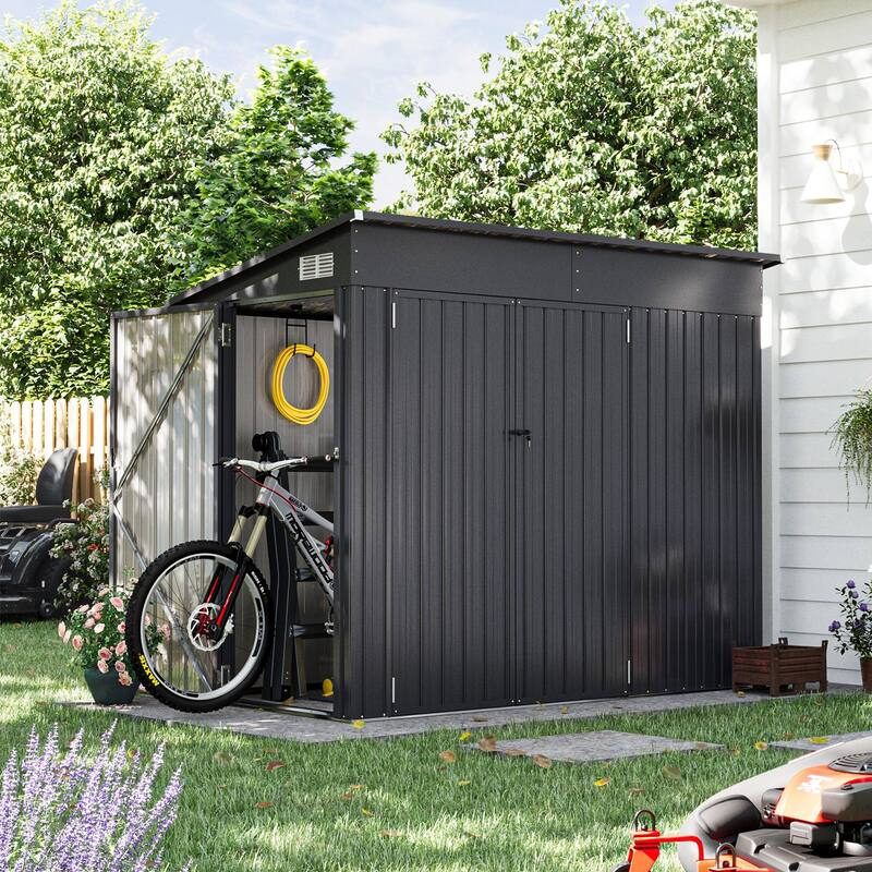 4' x 8' Shed Outdoor Storage Shed with Triple Lockable Door