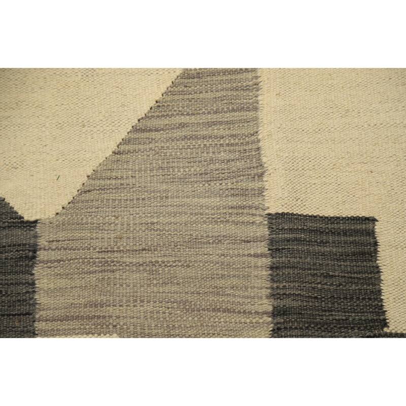 Hand Woven Oriental 100% Wool Carpet Southwestern Modern Beige & Ivories Kilim Area Rug - 5' 1'' X 3' 3''