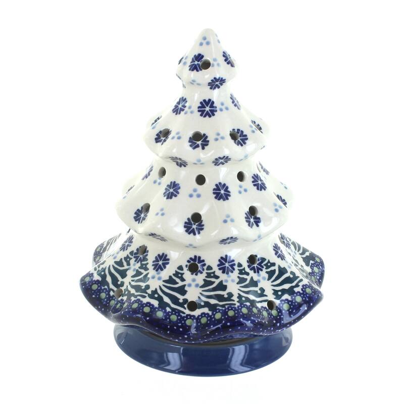 Blue Rose Polish Pottery C012 Manufaktura Tree Luminary - Festive Fir
