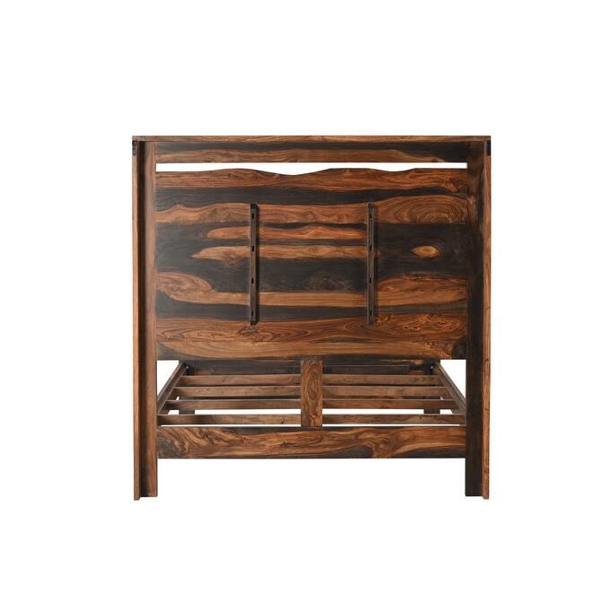 Dark Brown Live Edge Solid Wood Queen Bed Frame