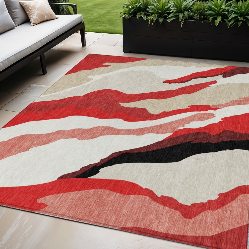 HomeRoots Abstract Transitional Rectangle Outdoor Rug