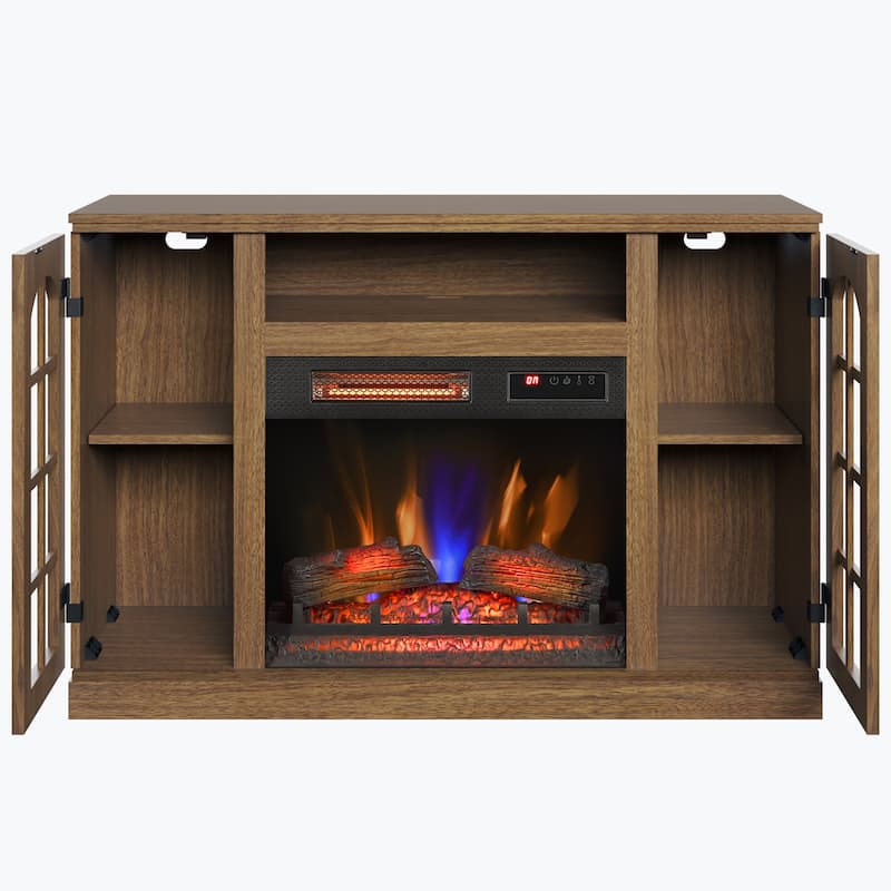 duraflame® Electric Fireplace TV Stand for 55 Inch TVs, Natural Walnut