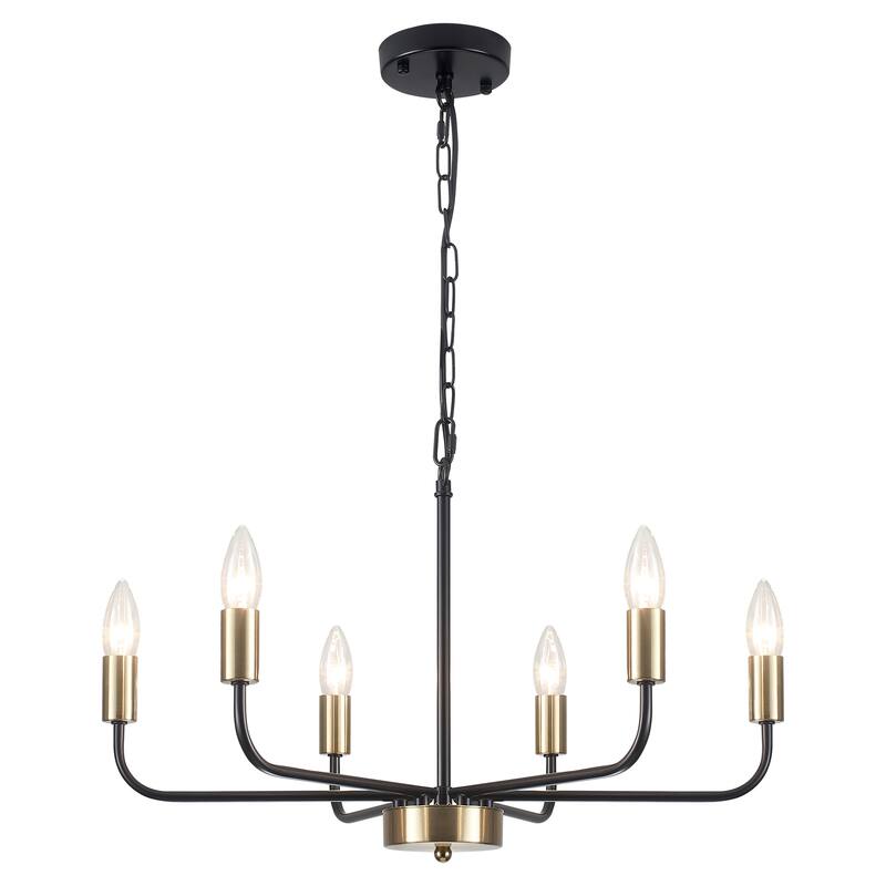 6-Light Rustic Modern Candlestick Hanging Linear Chandelier Lighting for Dining Room Kitchen Island