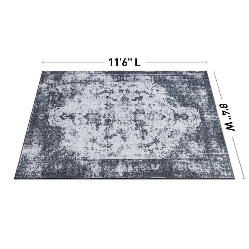 Vintage Distressed Medallion Machine Washable Area Rug