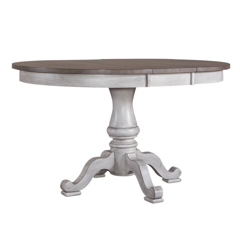 Ocean Isle Antique White Weathered Pine Pedestal Table