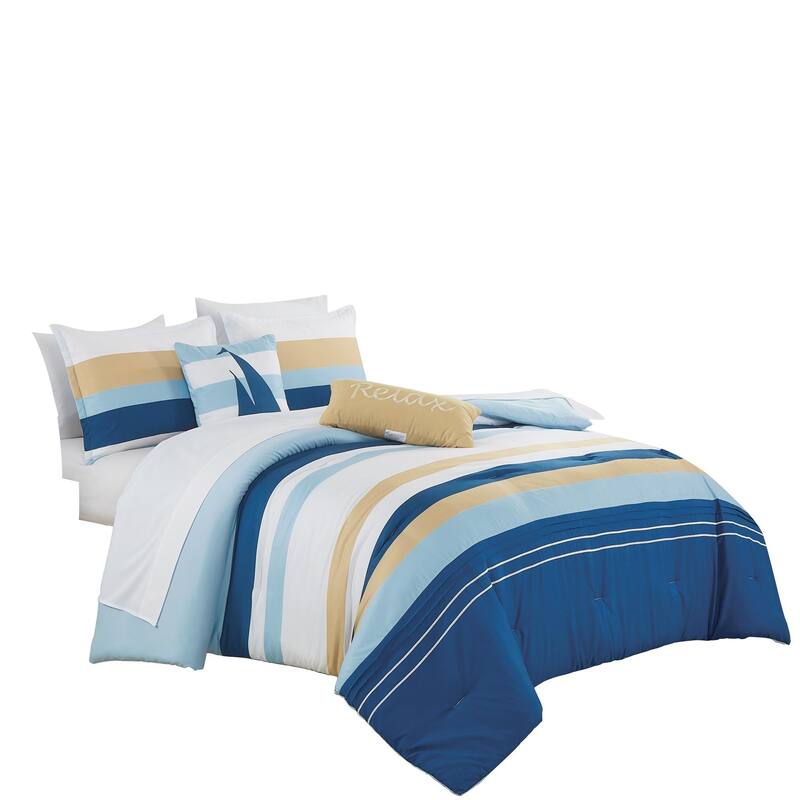 Shatex Sailboat 9 Pieces Bedding Comforter Set All-season Reversible Bed in a Bag