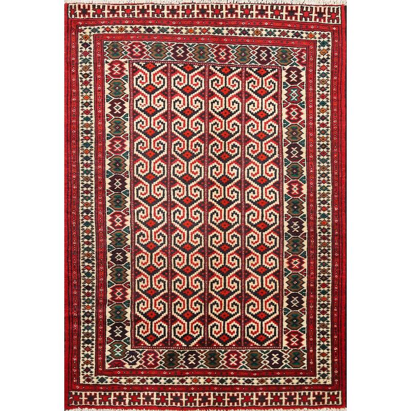Geometric Persian Balouch Wool Area Rug Handmade Bedroom Carpet - 3'1" x 3'11"