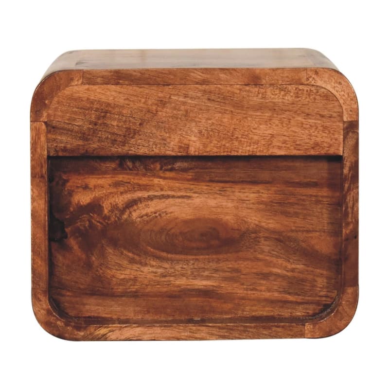 Artisan Furniture Solid Wood Mini Honey Caramel Wall Mounted Bedside with Open Slot