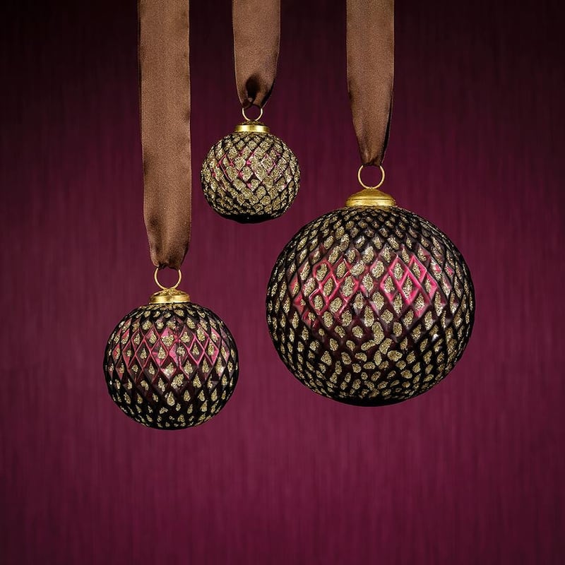 6" Beehive Glass Ball Ornaments, Set of 2