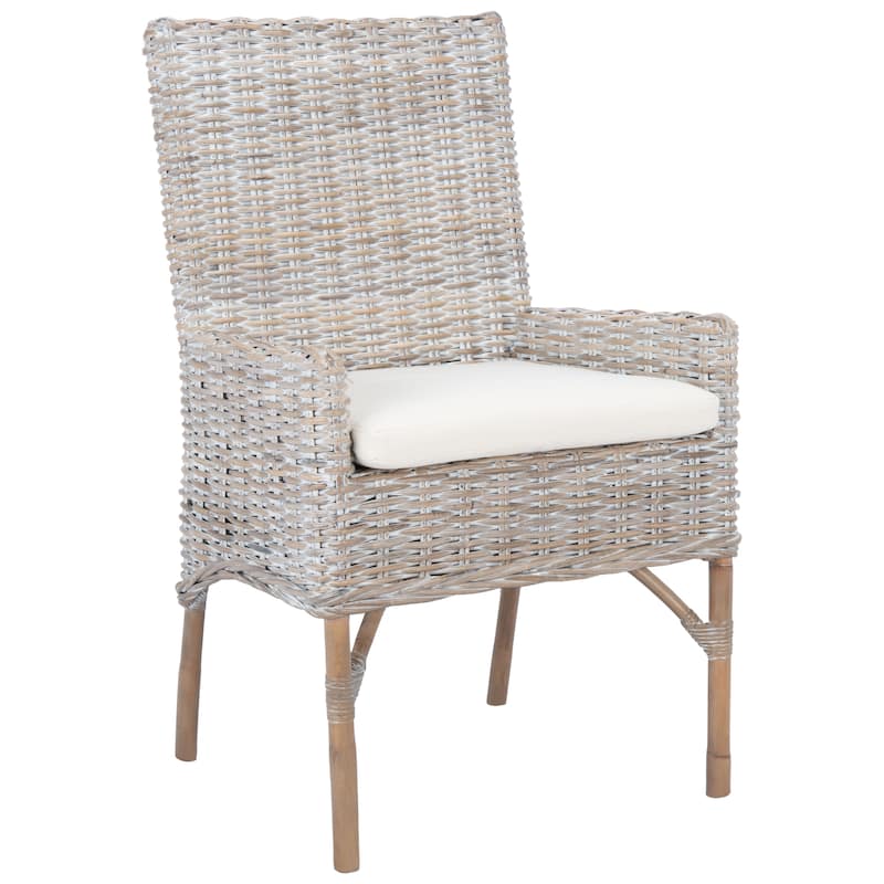 SAFAVIEH Winnifred Coastal Rattan Accent Chair with Cushion - 18.5" W x 22.8" L x 38.2" H - 19Wx23Dx38H
