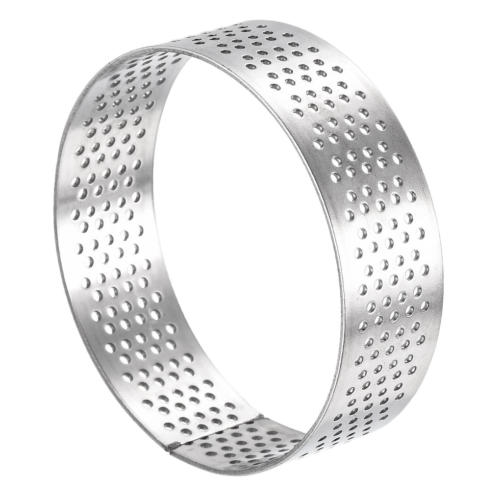 Stainless Steel Circular Cake Rings 2.5" Perforated Cake Mousse Ring Baking Mold - Silver