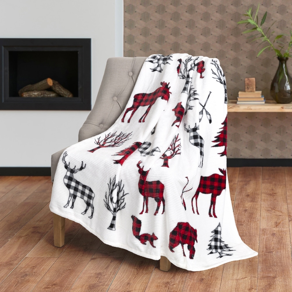 Animals in The Forest Cartoon Illustration Safari Jungle Ecosystem Greenery Multicolor 50 x 70 Ambesonne Zoo Soft Flannel Fleece Throw Blanket Cozy Plush for Indoor and Outdoor Use 