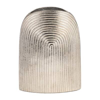 Sagebrook Home Metal, 11" Arch Vase, Silver, Novelty, Aluminum, Contemporary, 11"H, Ridged