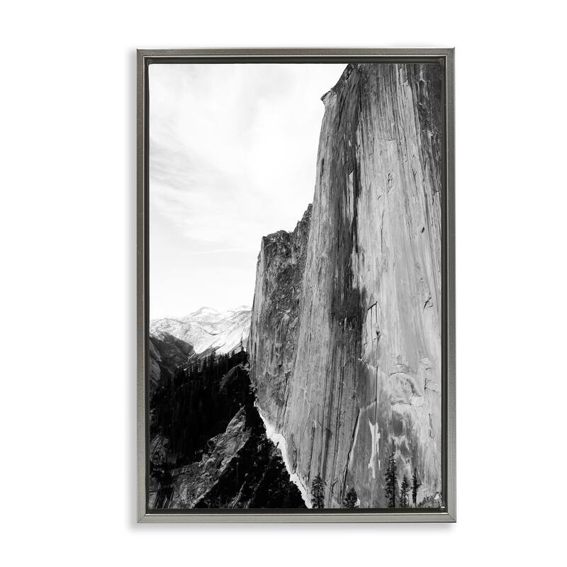 Stupell Tall Natural Cliff at Yosemite Framed Floater Canvas Wall Art Design By Gemma Bardot - 21 x 31 - Grey