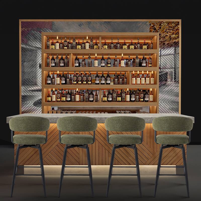 Glitzhome Set of 2 or 4 Modern Fabric/ PU Swivel Counter or Bar Stool with Metal Legs