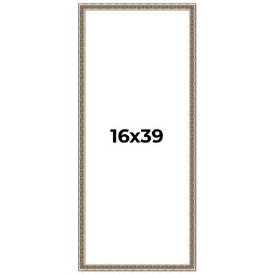 16x39 Frame Silver Versailles Ornate Solid Wood Picture Frame | 1 Inch