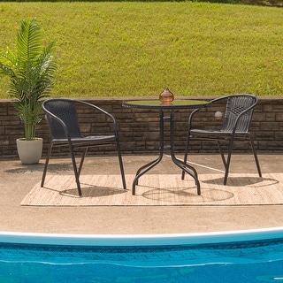 table chairs bistro overstock patio stack sets chair furniture metal outdoor rattan garden edging glass