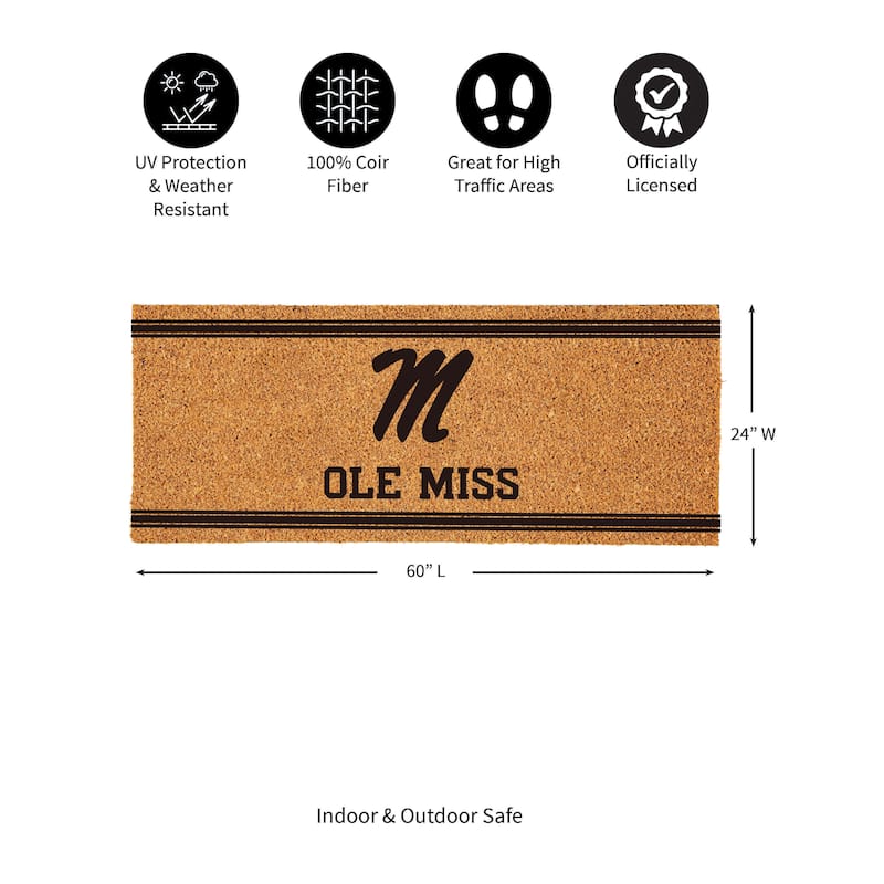 Ole Miss Monochrome Indoor/Outdoor Coir Door Mat