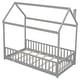 preview thumbnail 46 of 48, Twin Size Solid Wood House Bed with Guardrails for Toddlers