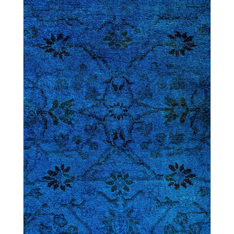 Fine Vibrance One-of-a-Kind Hand-Knotted Runner Rug - Blue, 2' 7" x 12' 8" - 2' 7" x 12' 8"