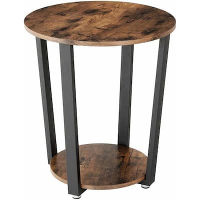 Farmhouse Rustic Round Side Table Nightstand End Table - Rustic Brown - 19.7"Dia. x 22.4"H