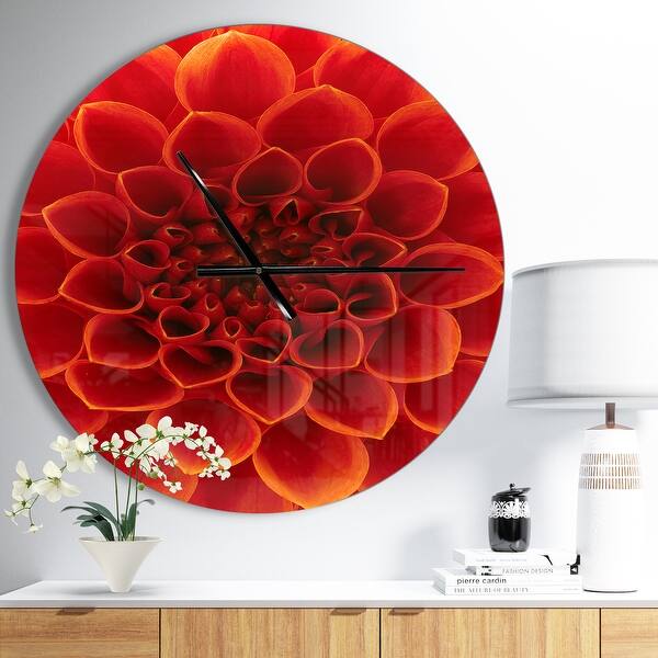 slide 2 of 10, Designart 'Close Up Orange Flower Petals' Oversized Floral Wall CLock