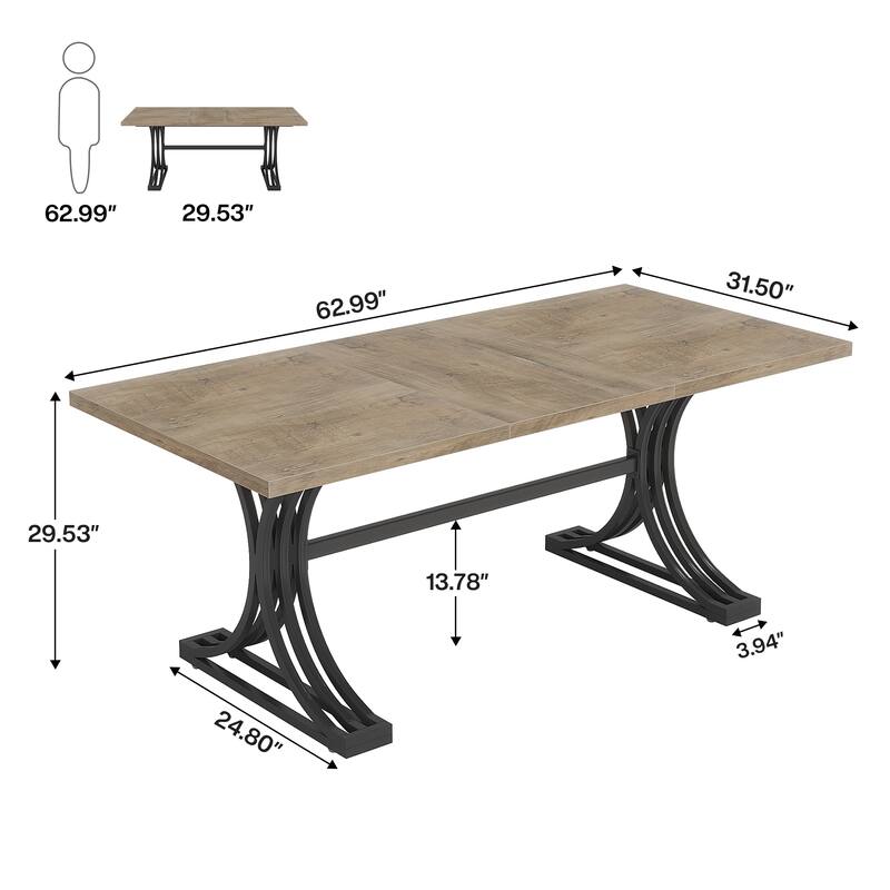 63'' Modern Executive Computer Desk with Trestles Legs, Large Writing Table for Home Office