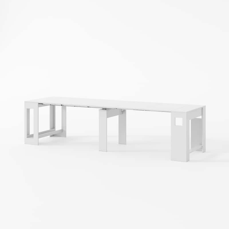 120" Extending Console Table to Writing Desk, Solid Pine Wood Space-Saving Desk Slim Entryway Table for Small Spaces Table