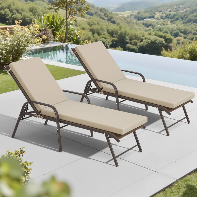 Pellebant Outdoor Adjustable Patio Chaise Lounge Chairs with Cushions