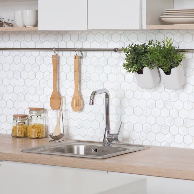 Merola Tile Carrione 2" Hex Matte Carrara 11-1/8" x 12-5/8" Porcelain Mosaic Floor and Wall Tile